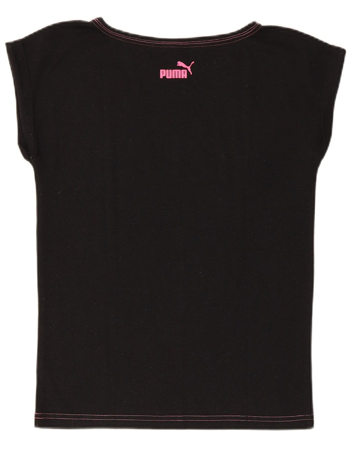 PUMA Girls Graphic T-Shirt Top 11-12 Years Black