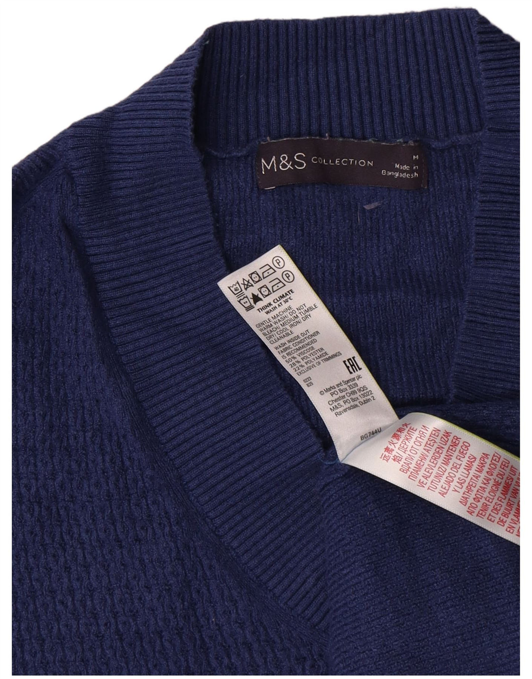Marks & Spencer Mens V-Neck Jumper Sweater Medium Blue Viscose