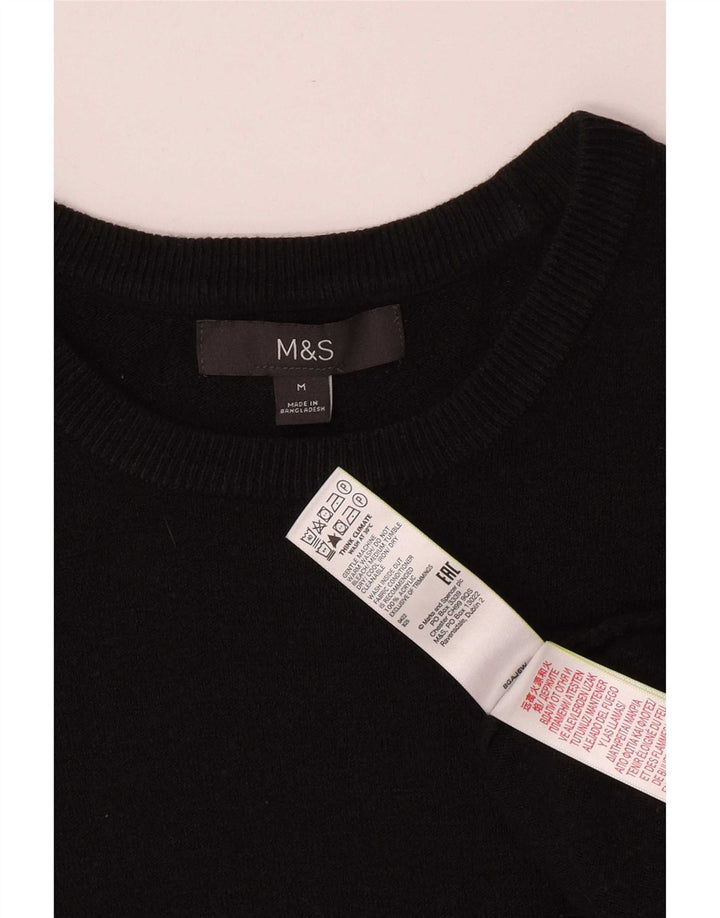 Marks & Spencer Mens Boat Neck Jumper Sweater Medium Black Acrylic