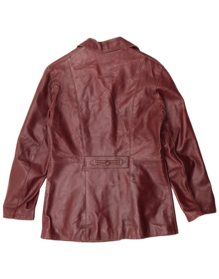 Womens Leather Jacket UK 10 Small Maroon Leather