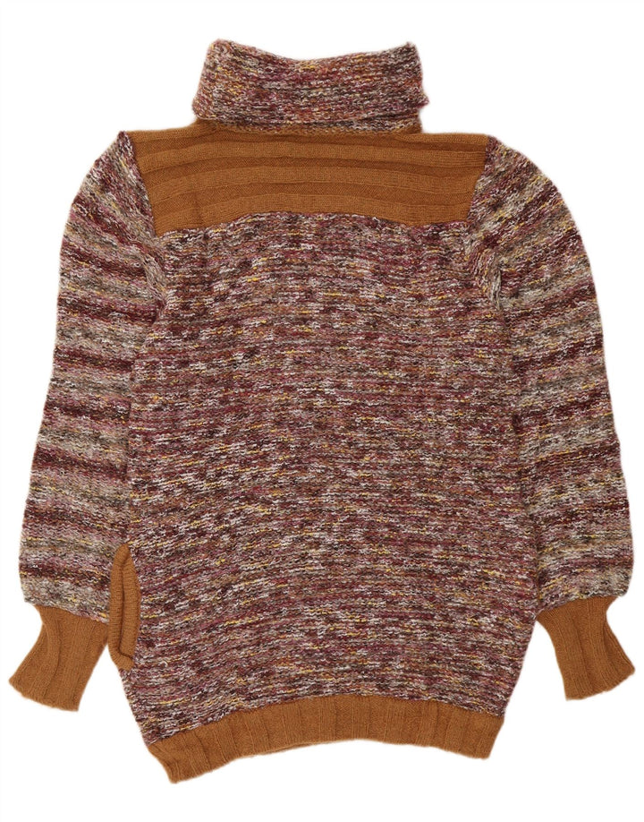 VINTAGE Womens Roll Neck Jumper Sweater UK 14 Medium Multicoloured Striped