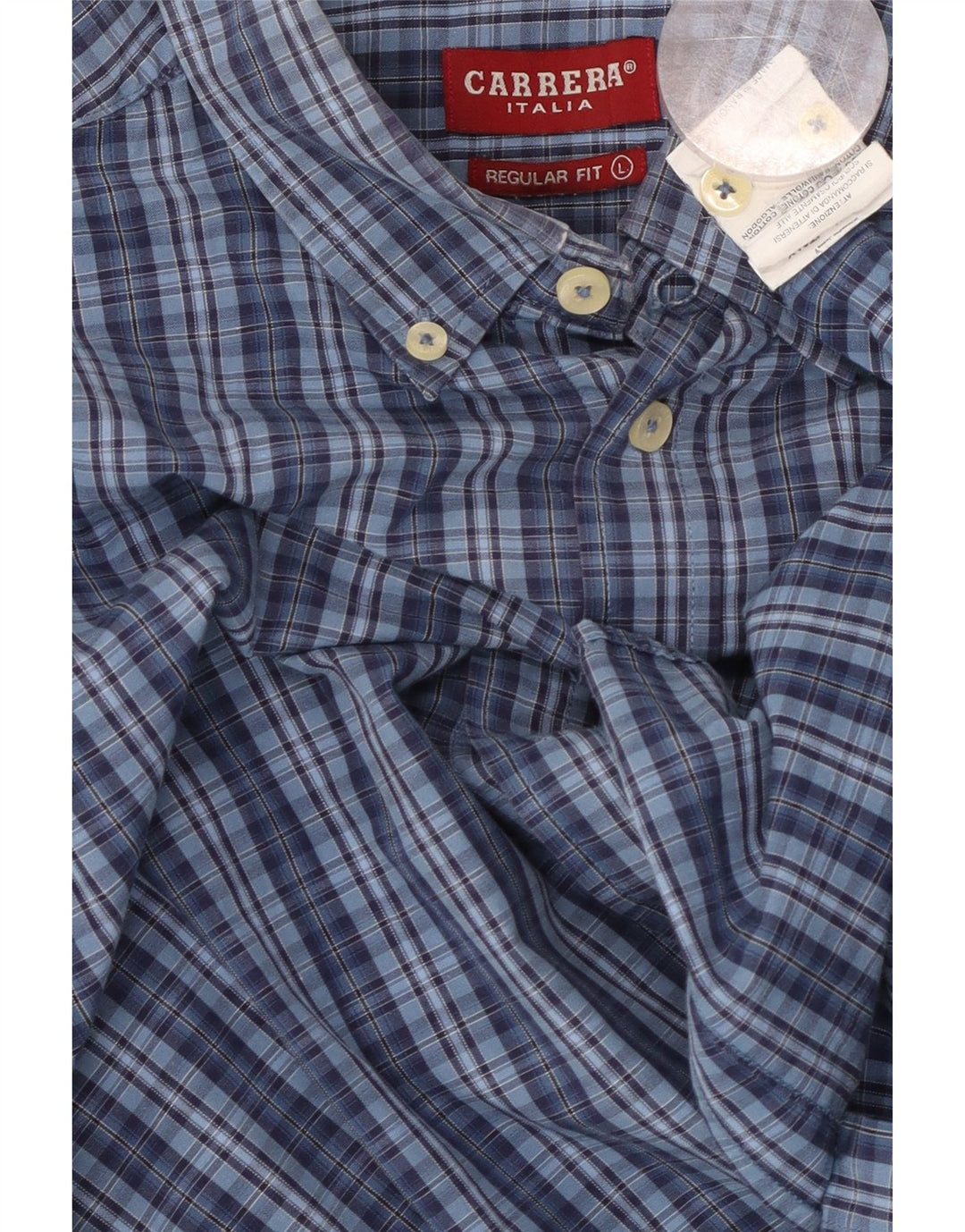 CARRERA Mens Regular Fit Shirt Large Blue Check Cotton