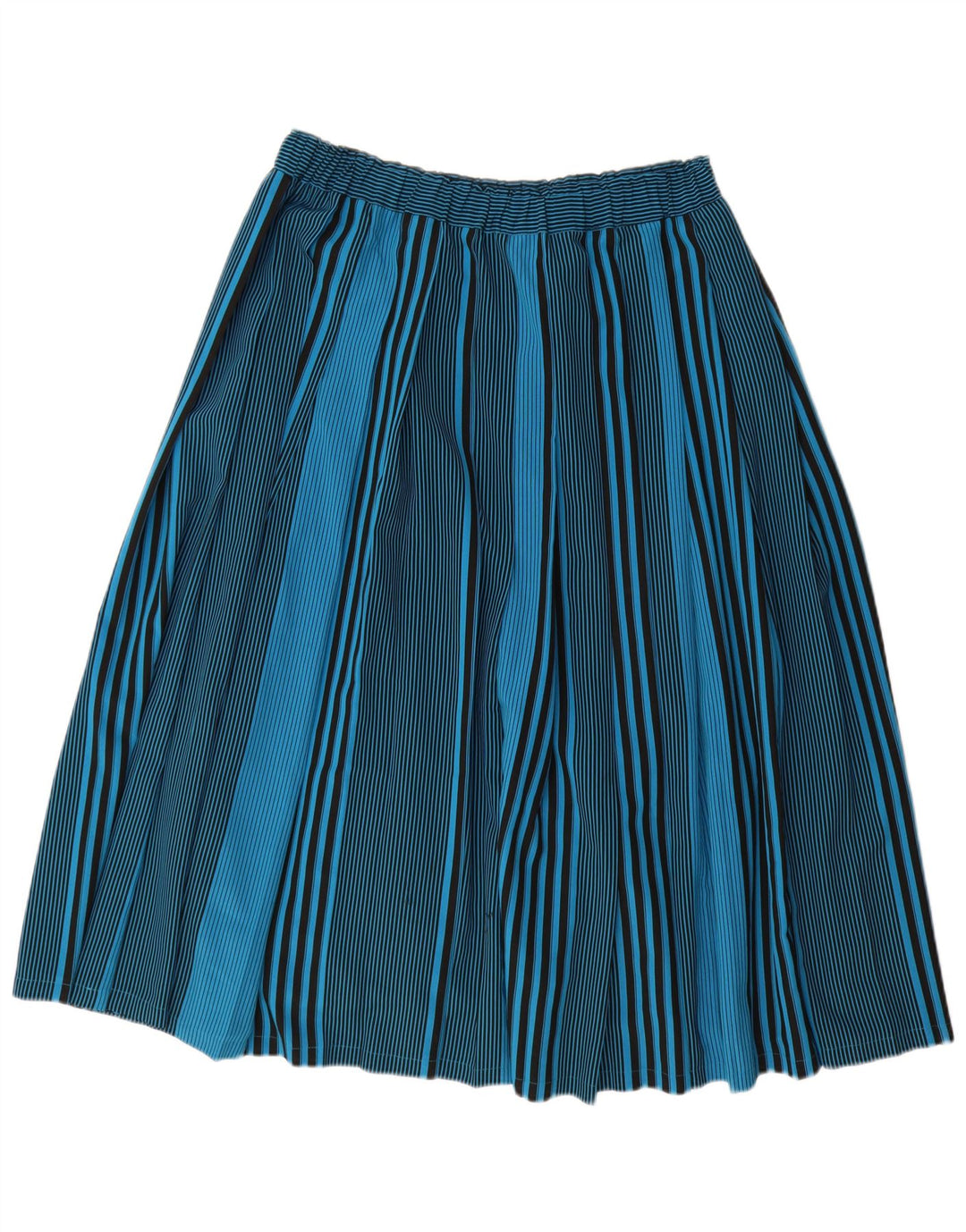 VINTAGE Womens Pleated Skirt IT 44 Medium W32  Blue Striped Polyester