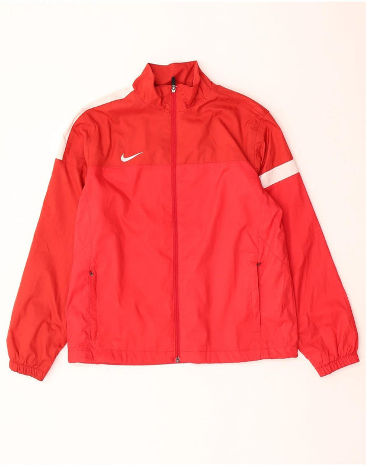 NIKE Boys Rain Jacket 13-14 Years XL Red Colourblock Polyester