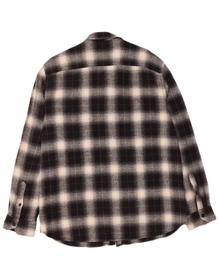 PEPE JEANS Mens Regular Fit Flannel Shirt XL Black Check Cotton