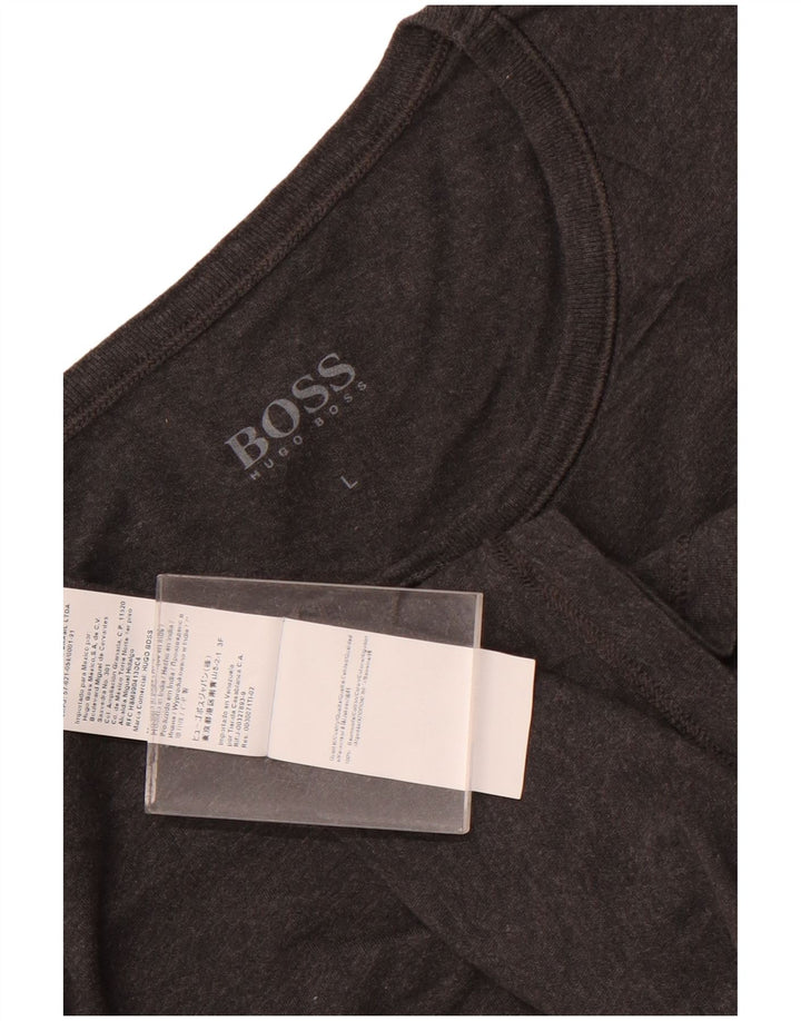 HUGO BOSS Womens T-Shirt Top UK 16 Large Grey Cotton