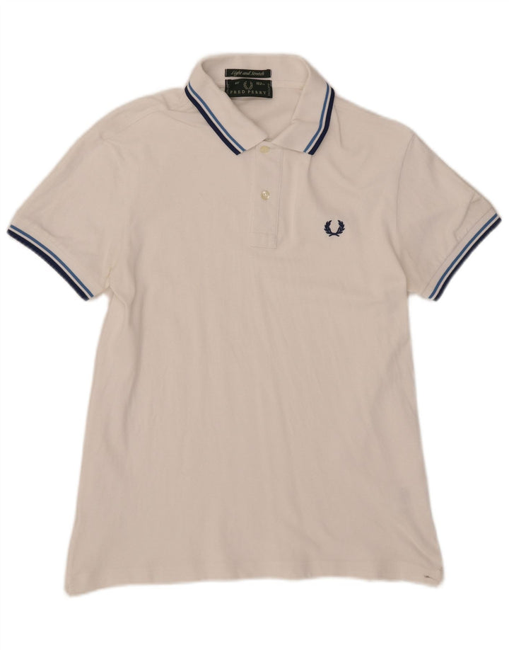 Fred Perry Mens Light and Stretch Polo Shirt Small White Cotton