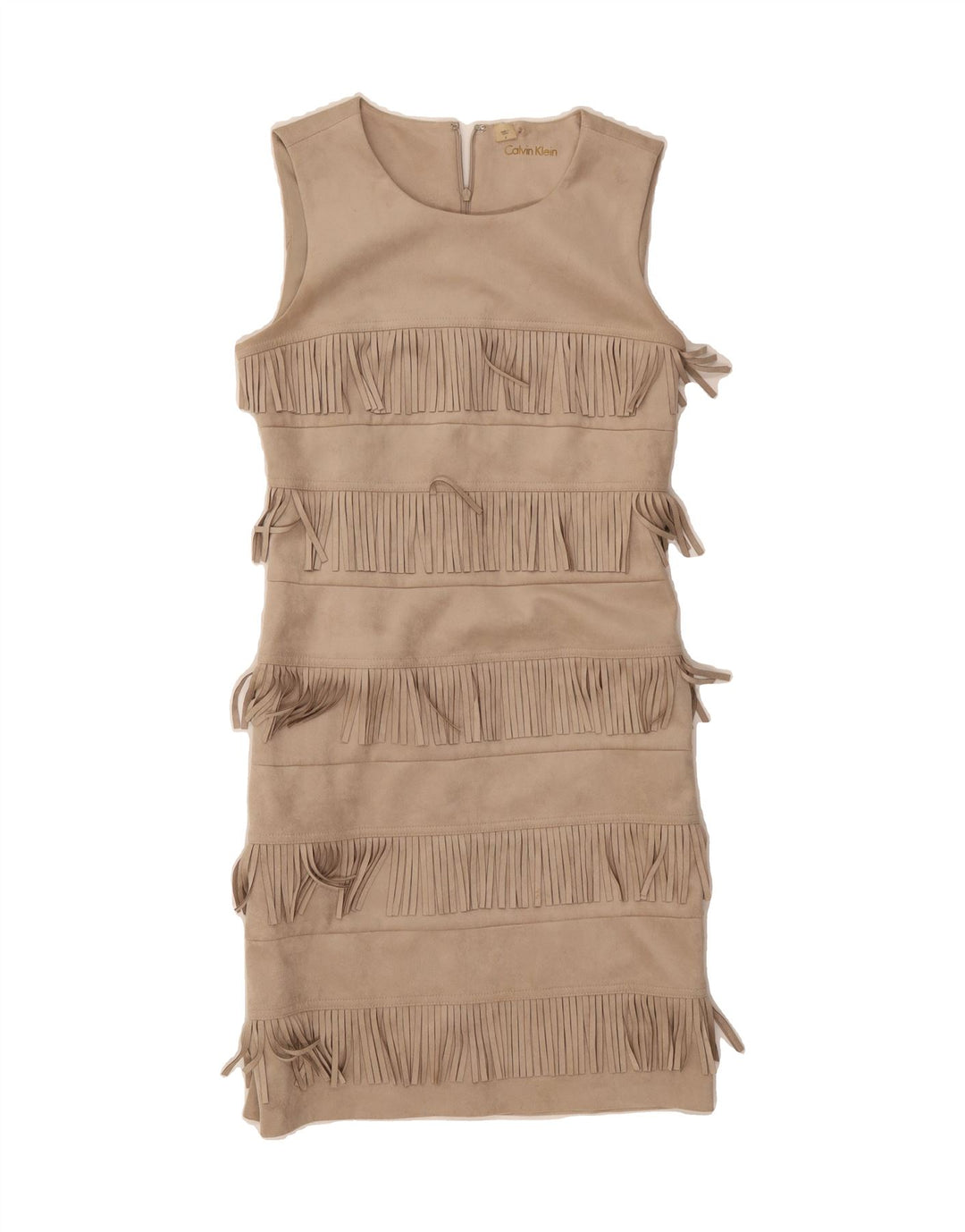 CALVIN KLEIN Womens Sleeveless Sheath Dress US 4 Small Beige Polyester Vintage Calvin Klein and Second-Hand Calvin Klein from Messina Hembry 