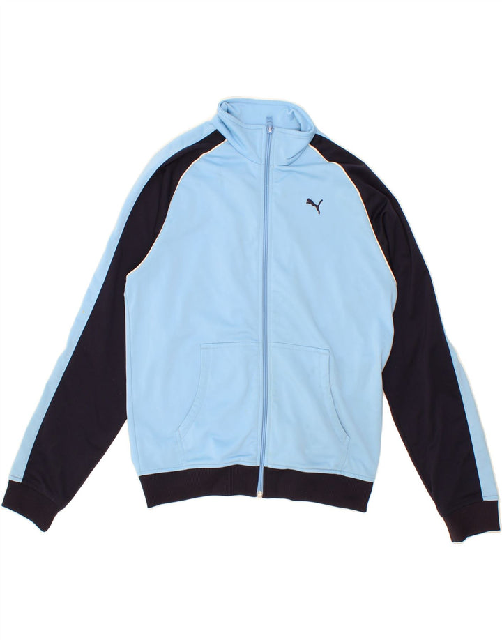 PUMA Boys Tracksuit Top Jacket 13-14 Years Blue Colourblock Polyester Vintage Puma and Second-Hand Puma from Messina Hembry 