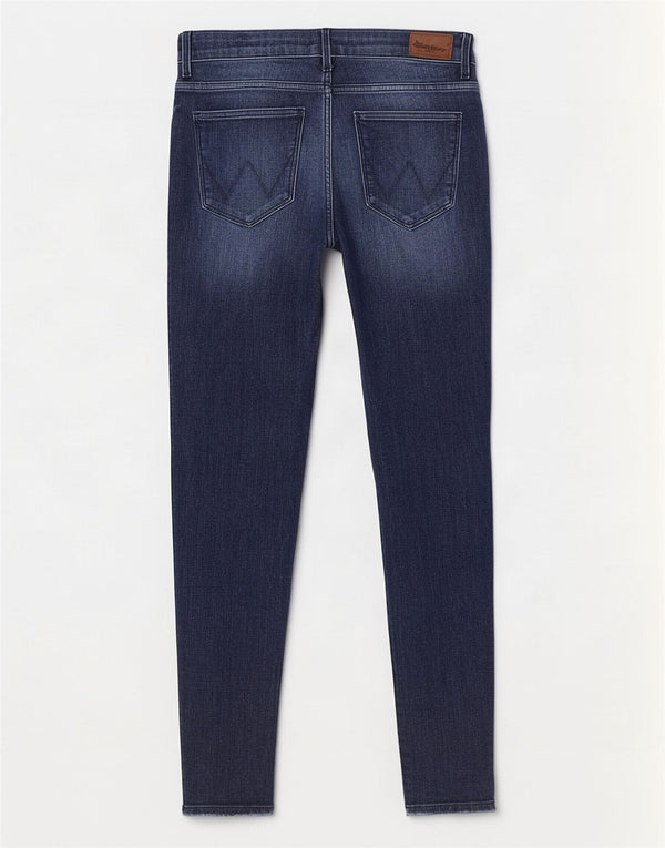 Wrangler Womens Skinny Jeans W29 L27 Navy Blue Cotton