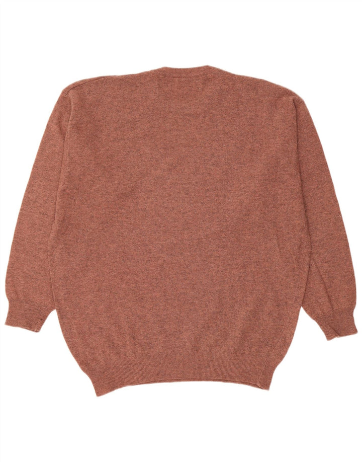 Benetton Mens Crew Neck Jumper Sweater Large Brown New Wool