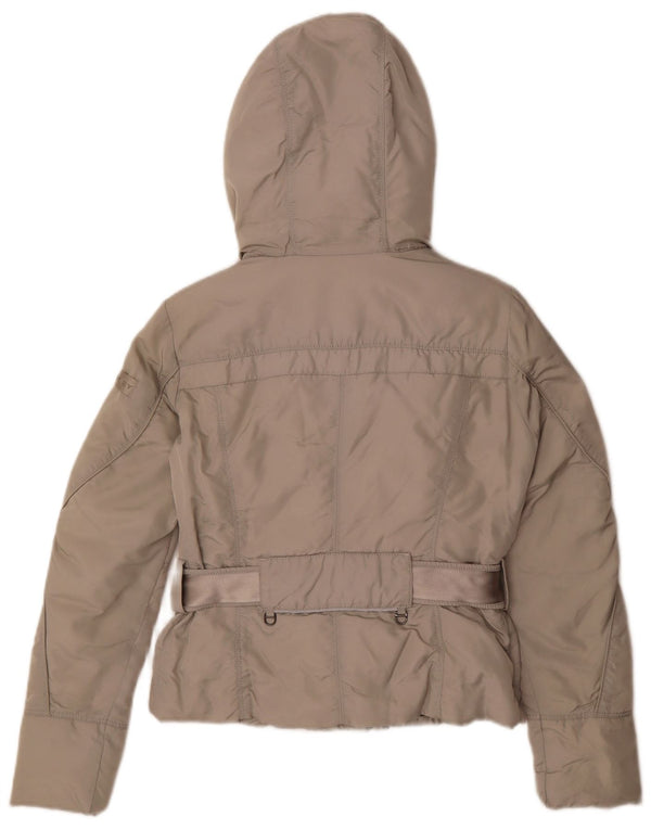 PEUTEREY Womens Hooded Padded Jacket IT 40 Small Grey Polyamide