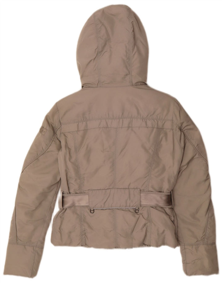 PEUTEREY Womens Hooded Padded Jacket IT 40 Small Grey Polyamide