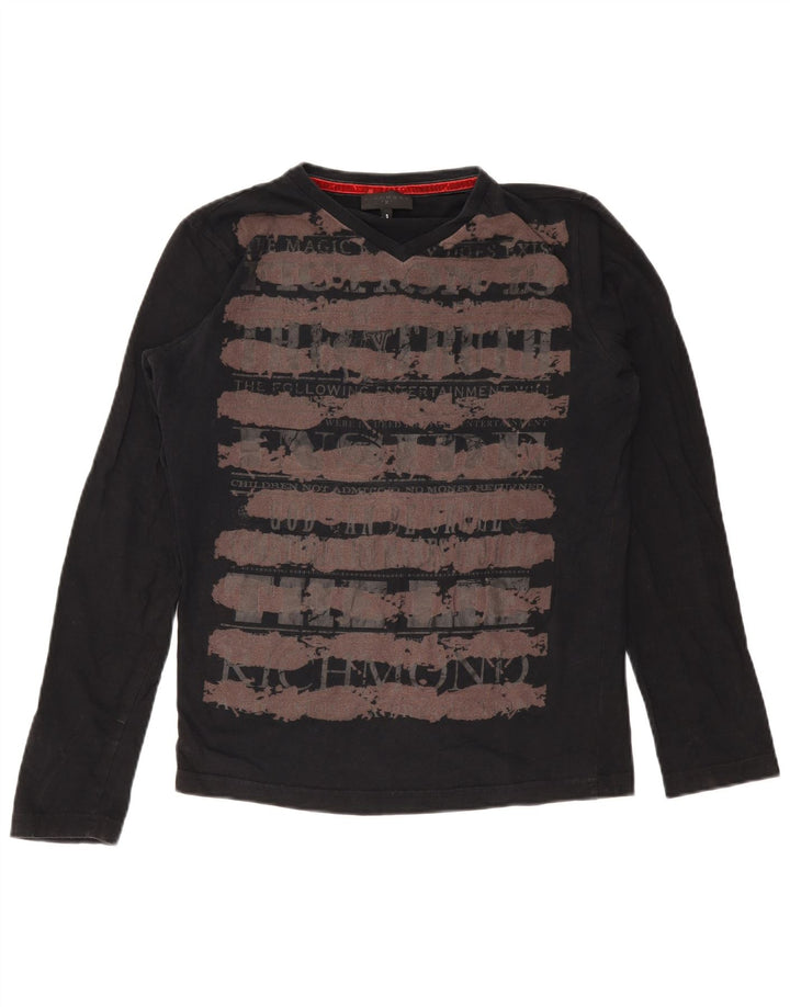 Richmond Mens Graphic Top Long Sleeve Small Black Striped