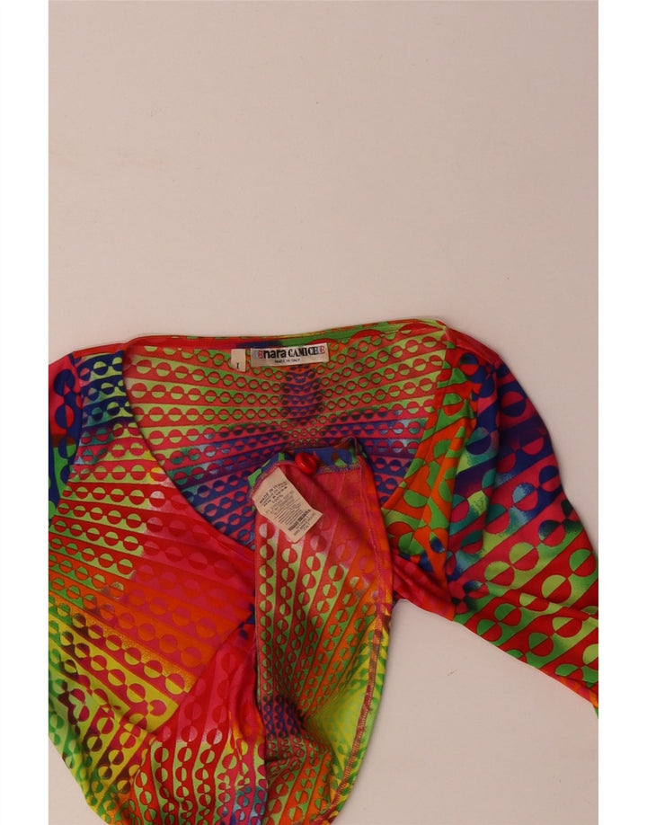 Naracamicee Womens Crop Top UK 12 Medium Multicoloured Geometric Silk