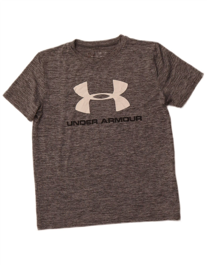 UNDER ARMOUR Boys Heat Gear Graphic T-Shirt Top 11-12 Years Large  Grey