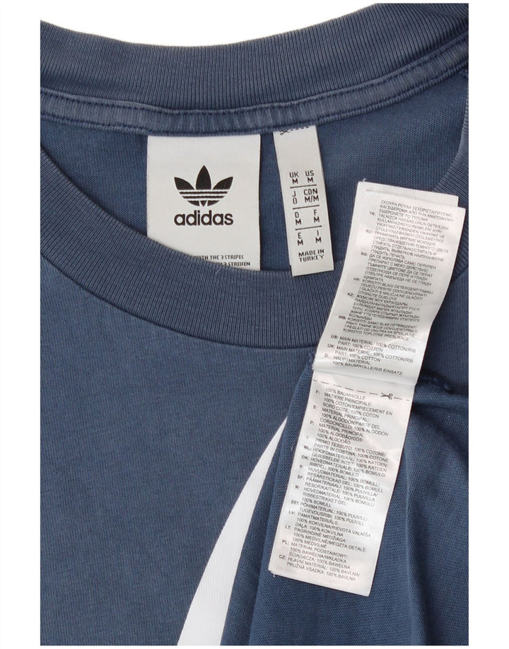 Adidas Mens Graphic T-Shirt Top Medium Blue Cotton