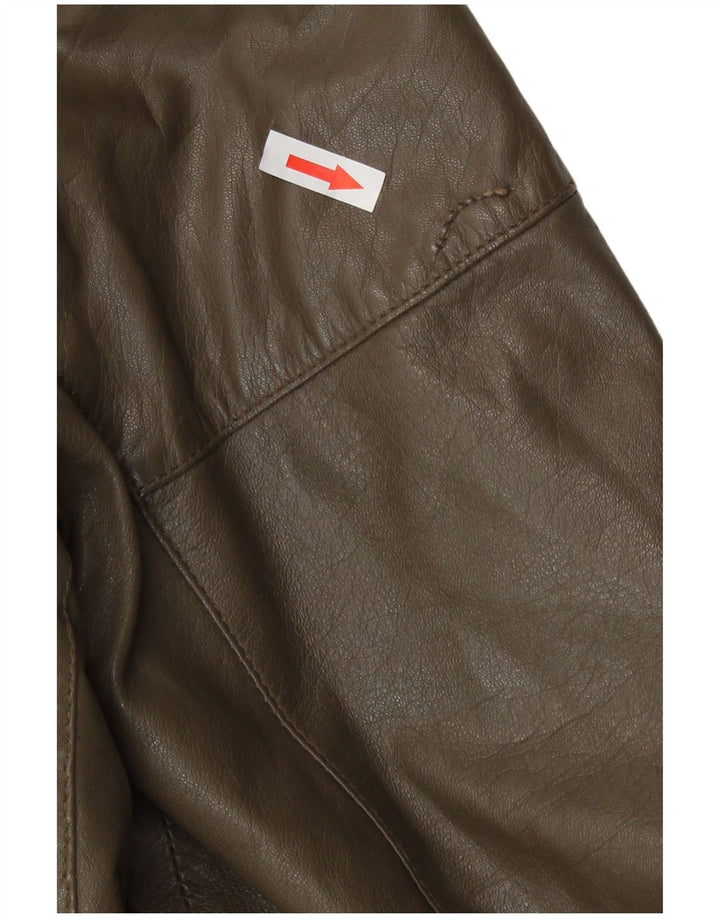 Vintage Mens Leather Jacket IT 50 Large Khaki Leather