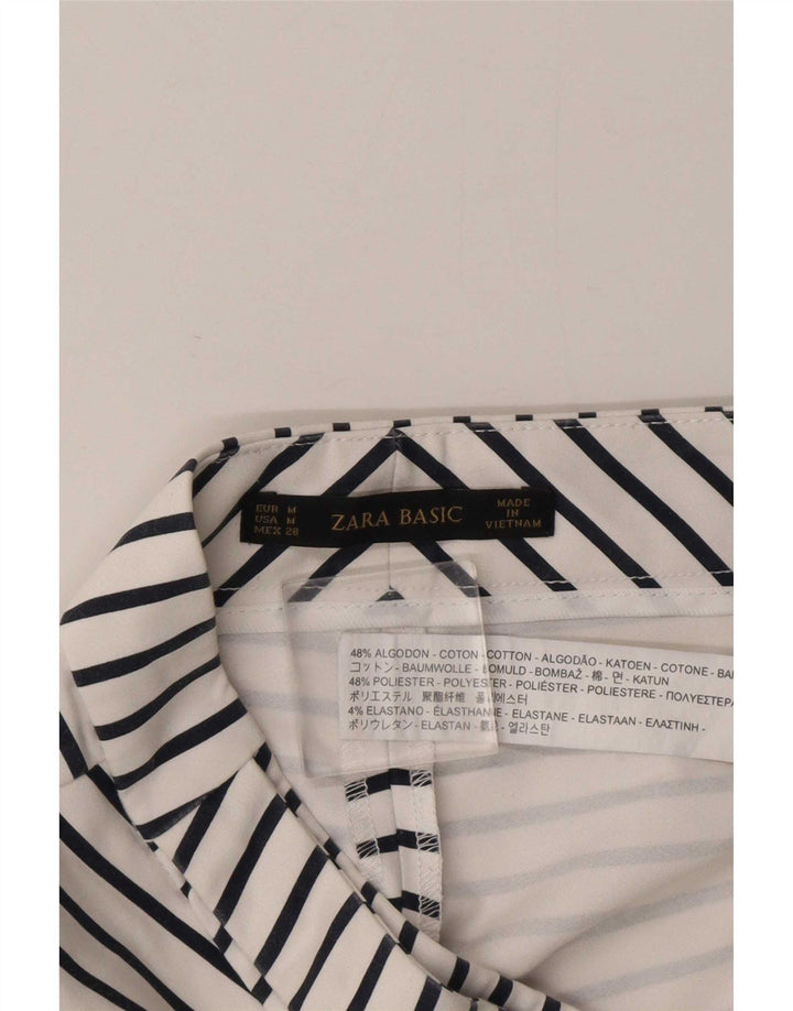 Zara Womens Casual Shorts Medium W28 White Striped Cotton