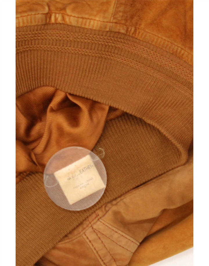 Vintage Womens Suede Bomber Jacket UK 18 XL Brown