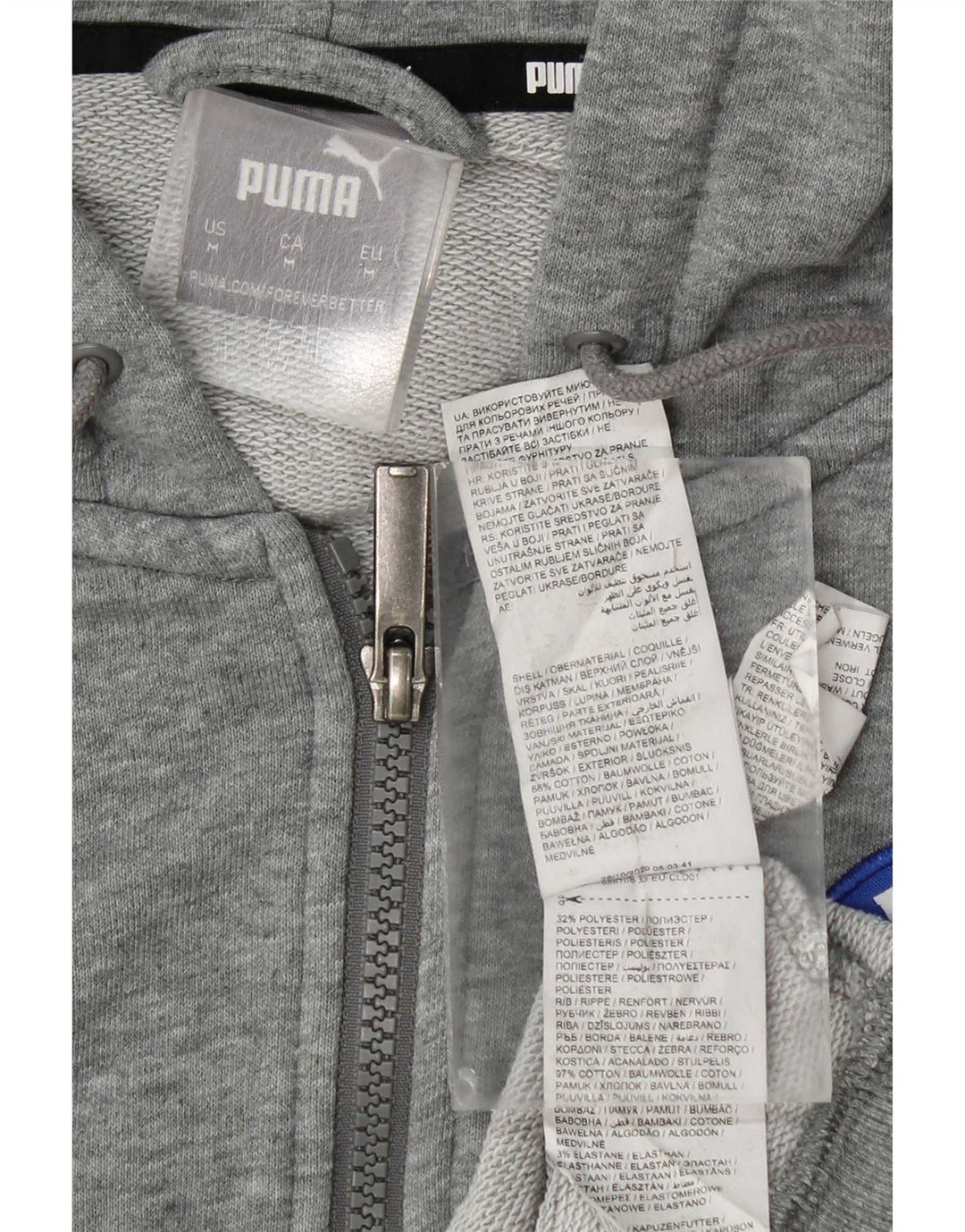 Puma Mens Graphic Zip Hoodie Sweater Medium Grey Cotton