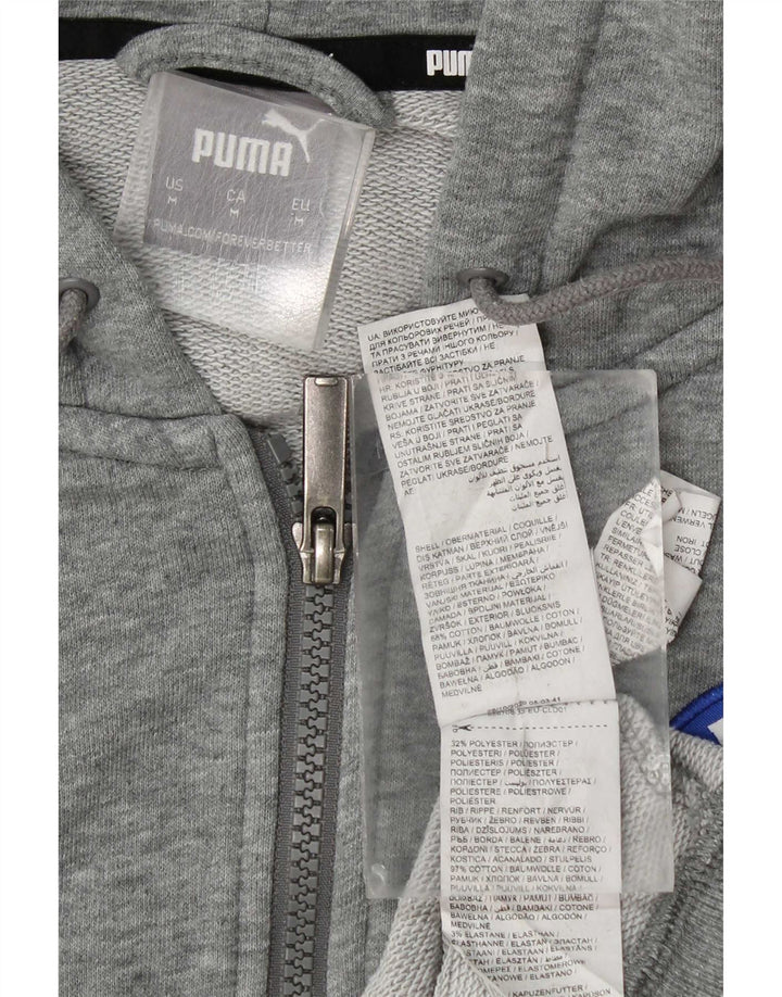 Puma Mens Graphic Zip Hoodie Sweater Medium Grey Cotton
