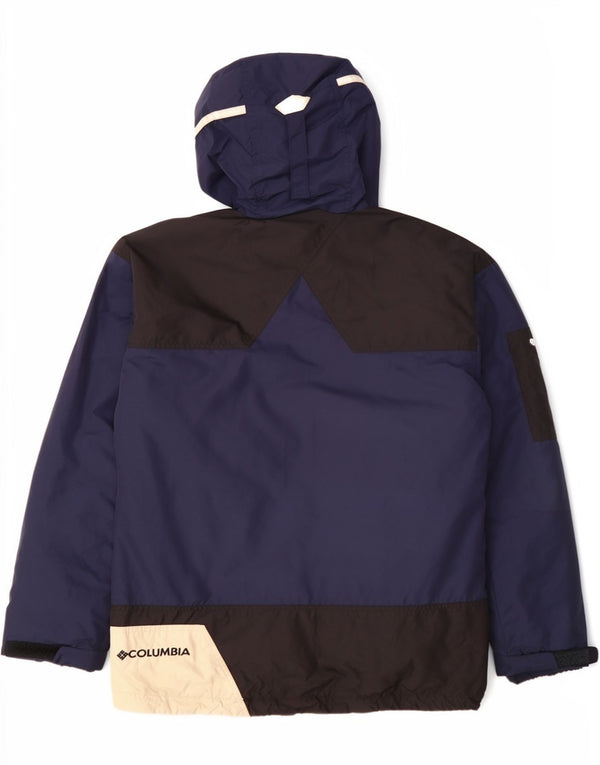 Columbia Mens Hooded Windbreaker Jacket UK 38 Medium Blue Colourblock Nylon