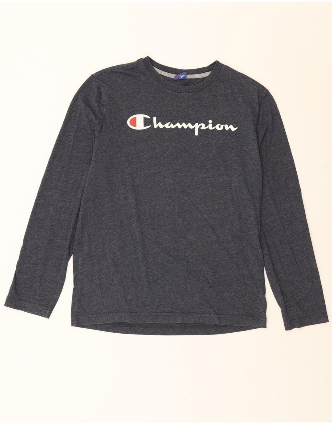 CHAMPION Mens Graphic Top Long Sleeve Small Navy Blue Cotton Vintage Champion and Second-Hand Champion from Messina Hembry 
