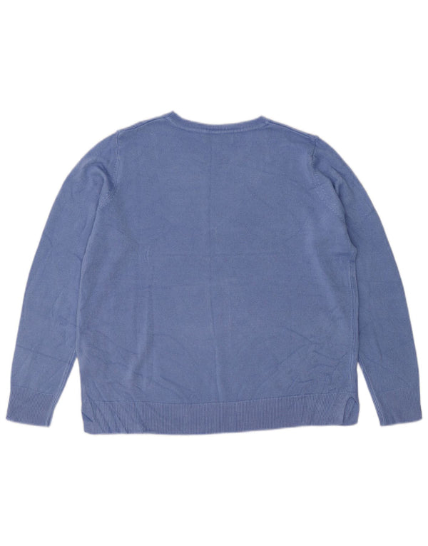 Marks & Spencer Womens Boat Neck Jumper Sweater UK 14 Large Blue Acrylic