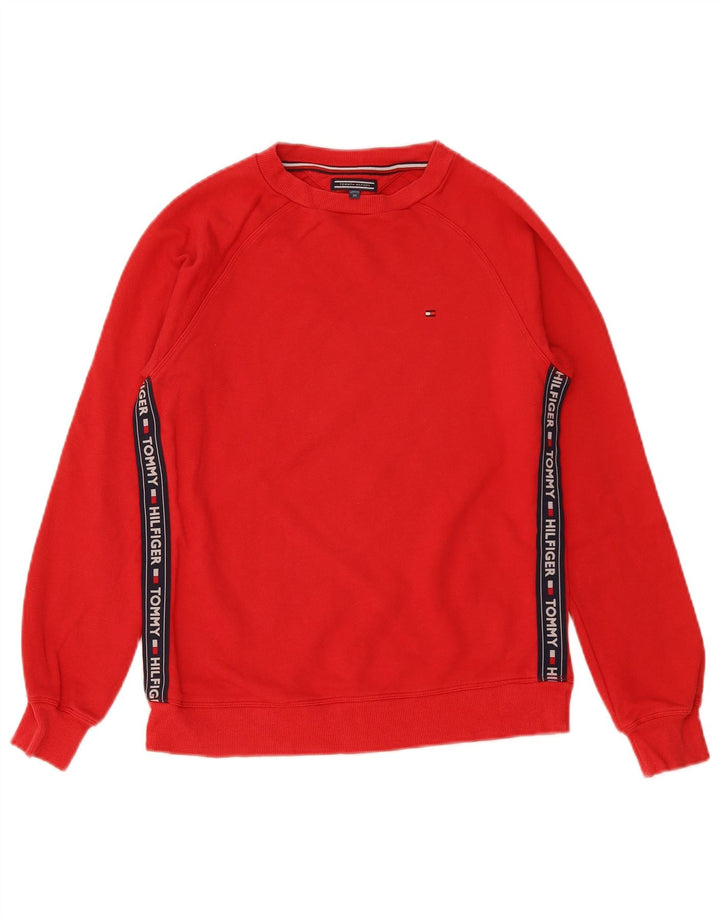 TOMMY HILFIGER Mens Graphic Sweatshirt Jumper XS Red Colourblock Cotton