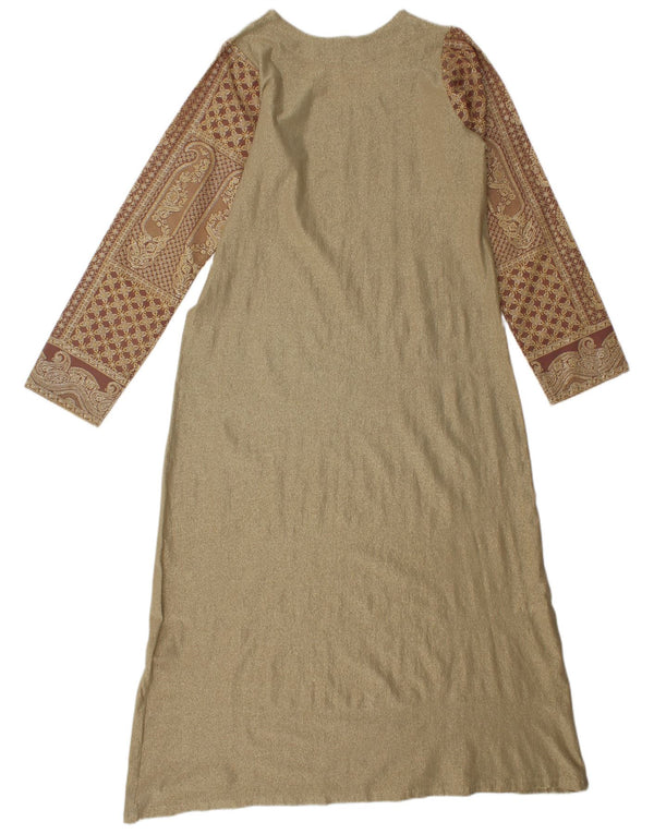 Vintage Womens Maxi Dress UK 14 Large Gold Paisley
