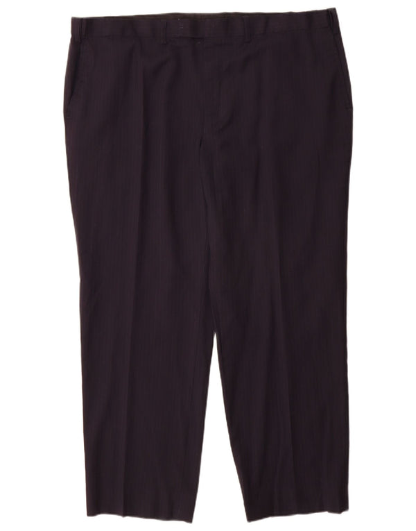 Marks & Spencer Mens Straight Suit Trousers W42 L29 Navy Blue Pinstripe