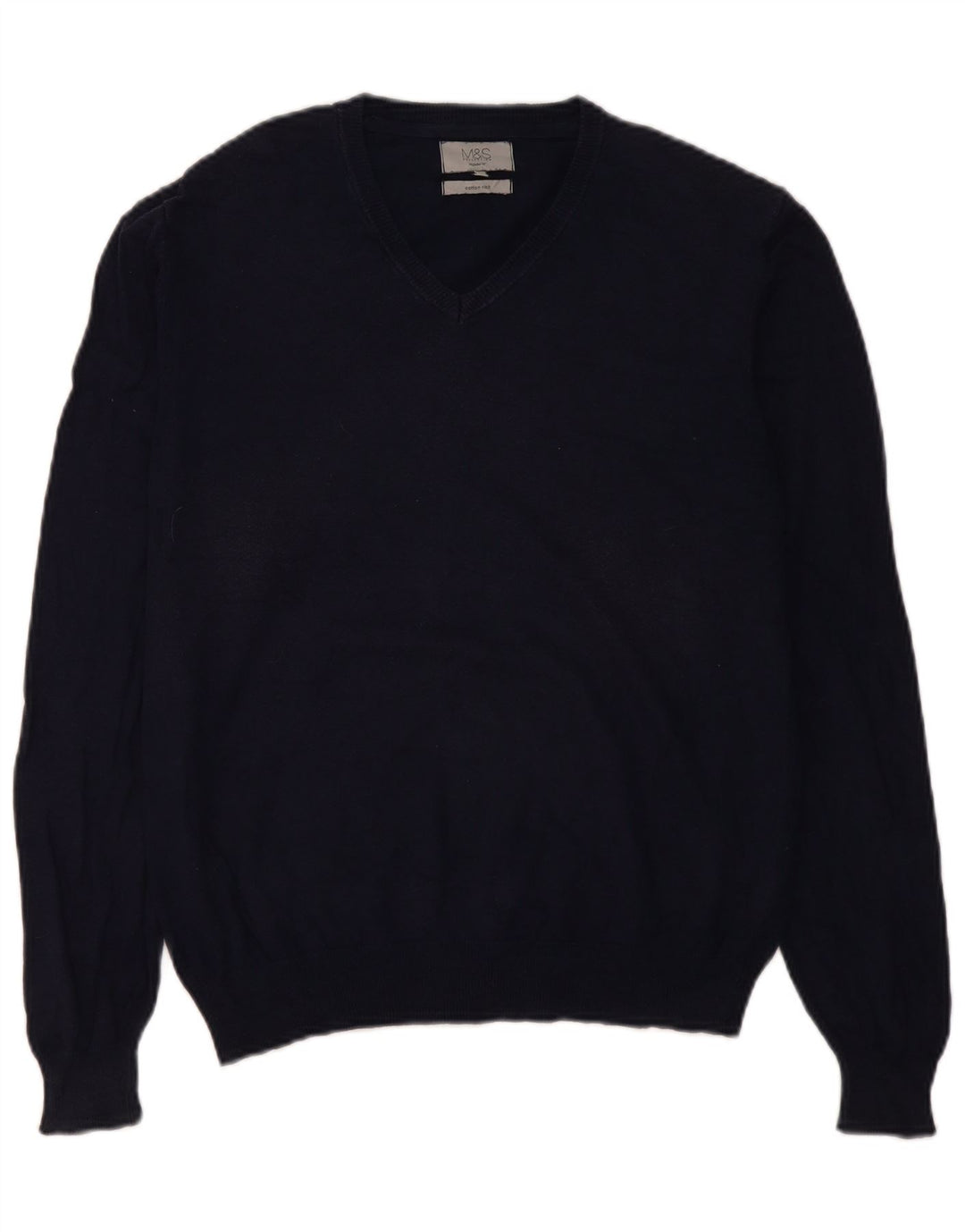 Marks & Spencer Mens Regular Fit V-Neck Jumper Sweater Medium Navy Blue