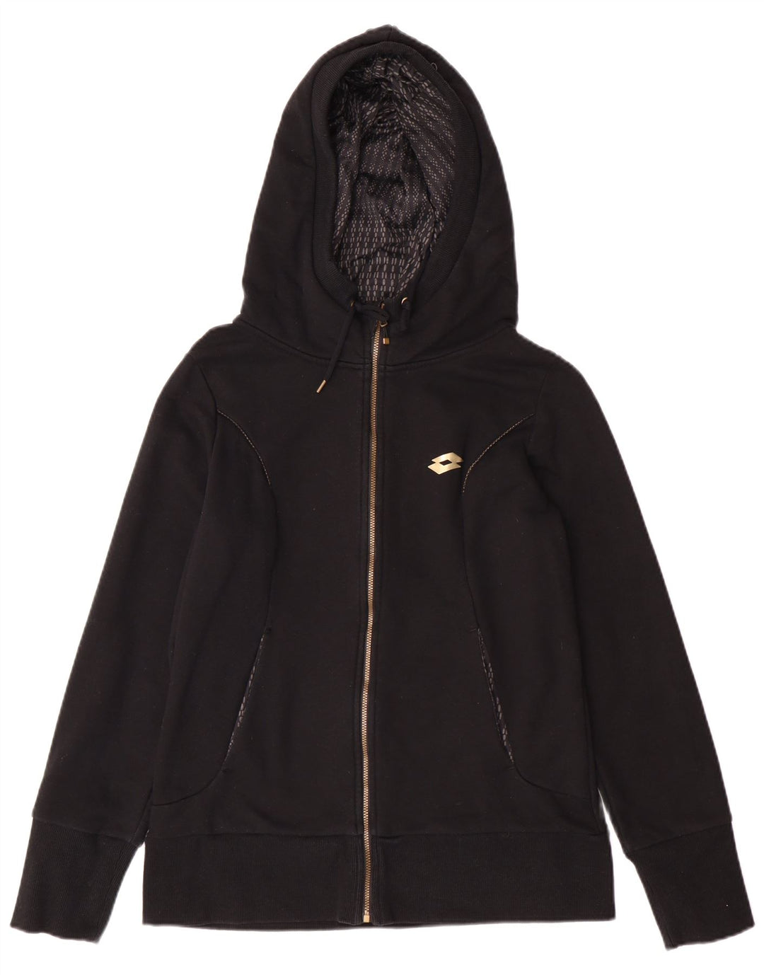 Lotto Womens Zip Hoodie Sweater UK 14 Large Black