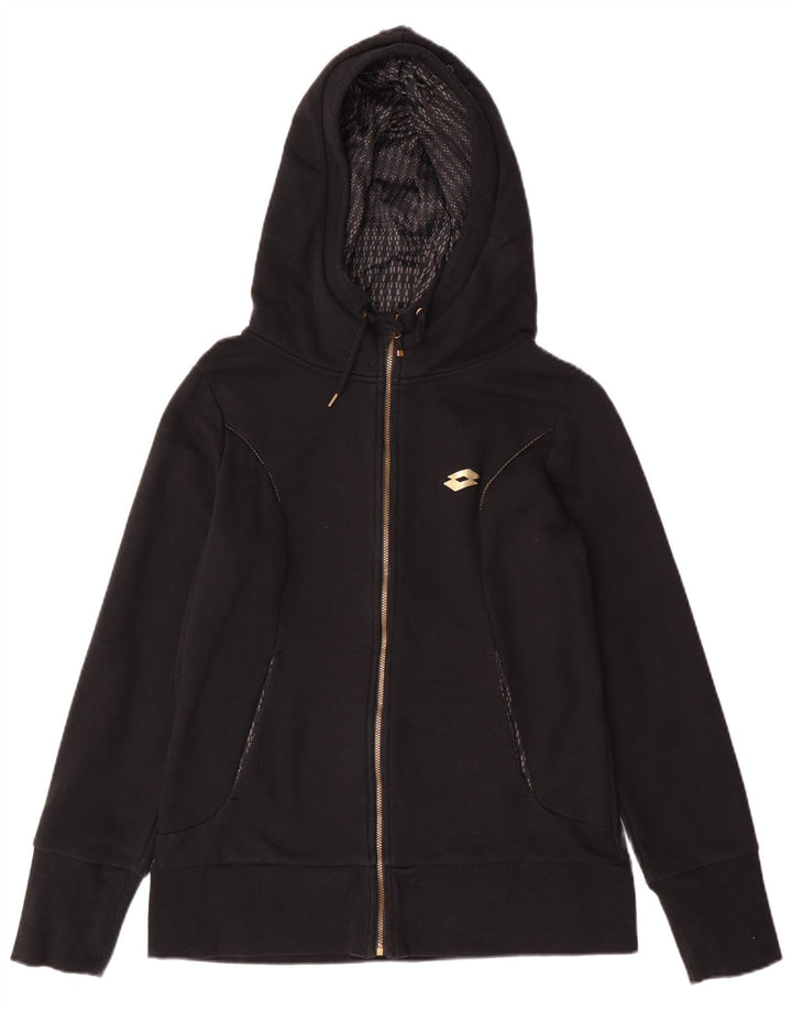 Lotto Womens Zip Hoodie Sweater UK 14 Large Black