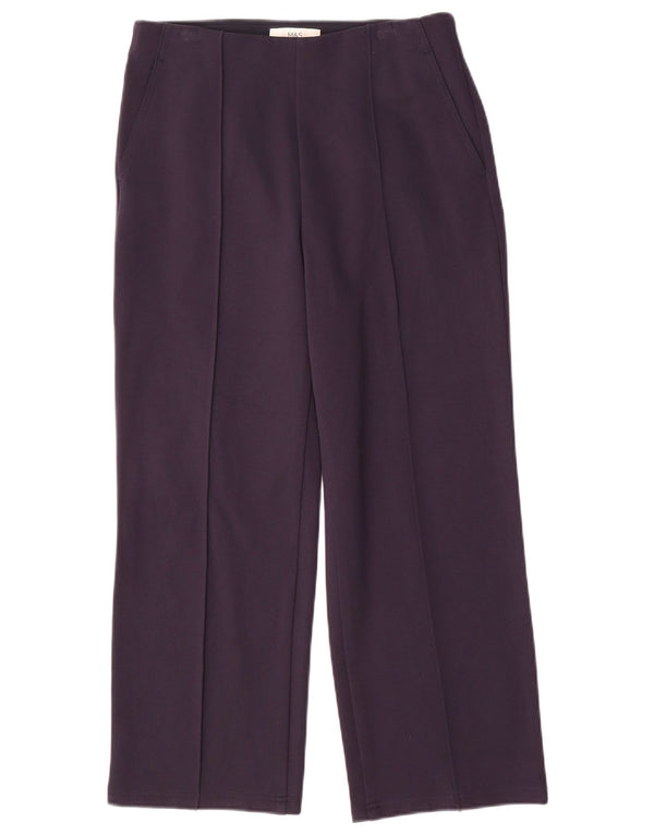 Marks & Spencer Womens Casual Trousers UK 10 Small W28 L26 Navy Blue