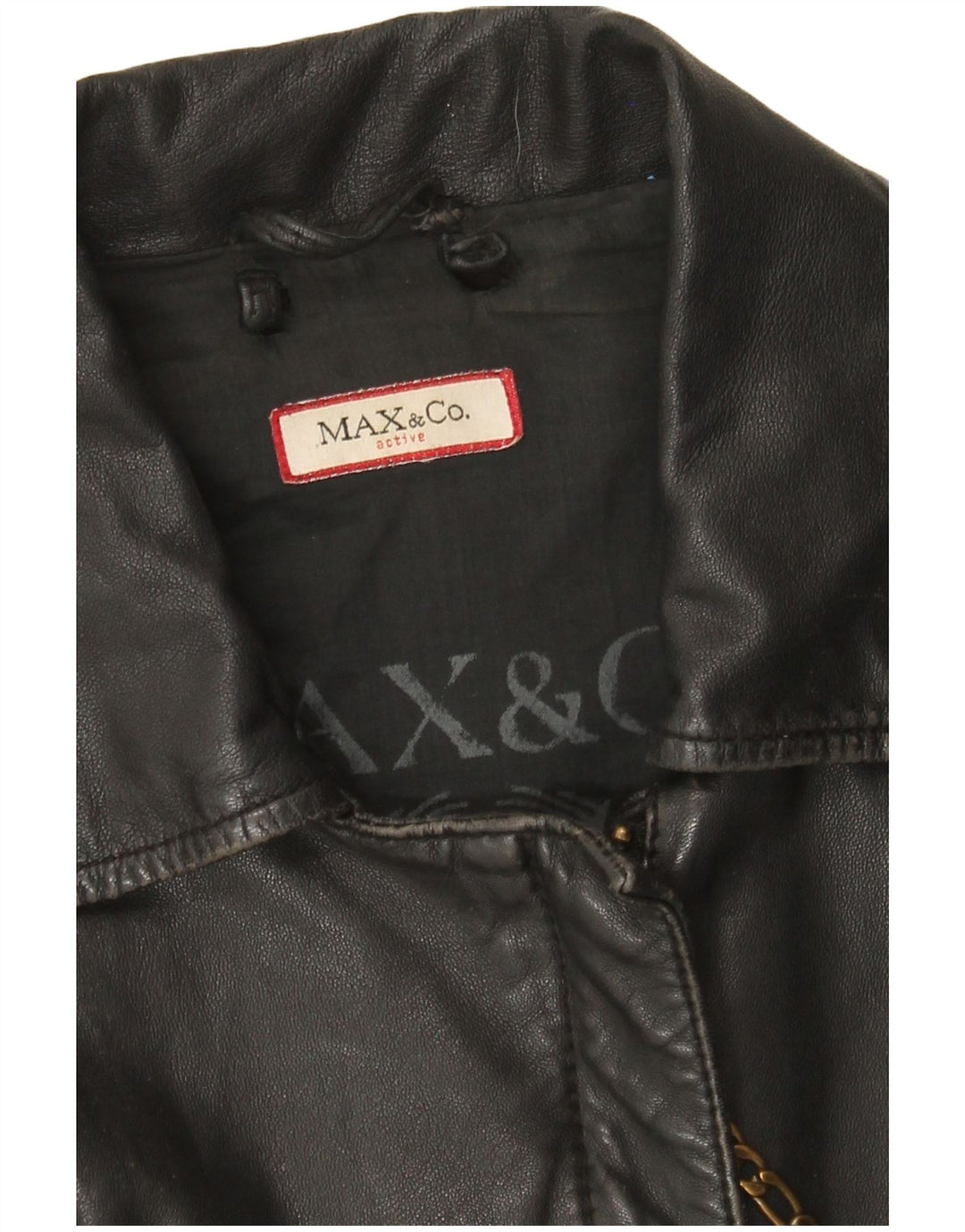 Max & Co. Womens Leather Jacket UK 12 Medium Grey