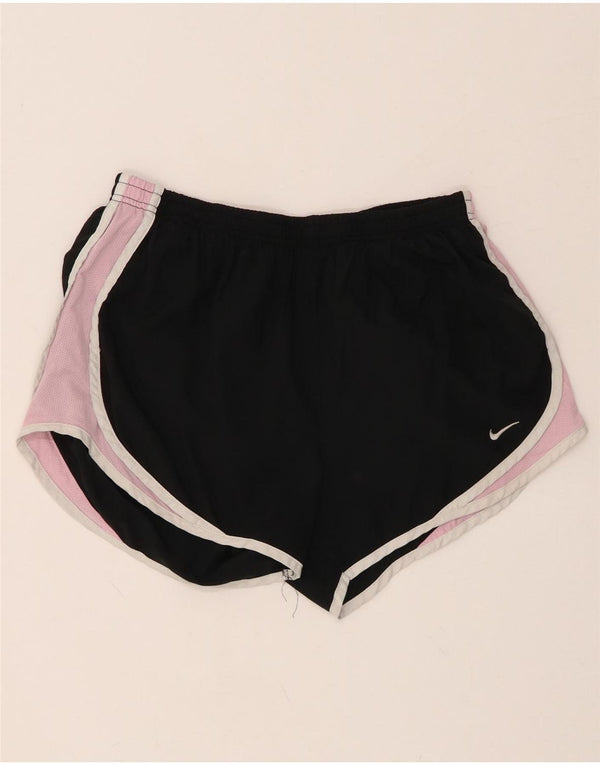 NIKE Womens Dri Fit Sport Shorts UK 12 Medium  Black Colourblock Polyester