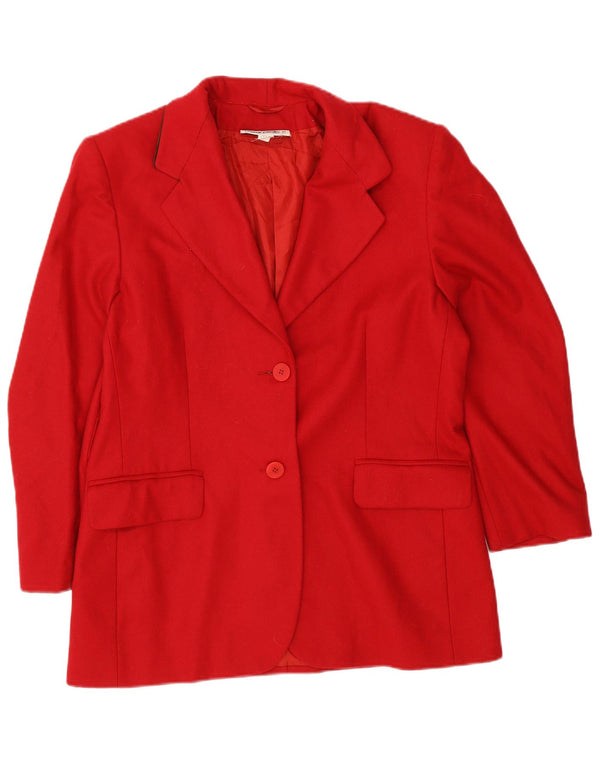 Pierre Cardin Womens 2 Button Blazer Jacket IT 46 Large Red Cotton