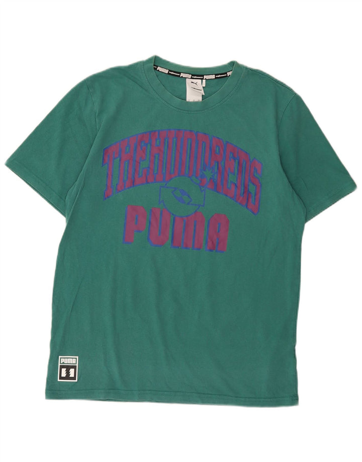 Puma Mens Graphic T-Shirt Top Medium Green Cotton