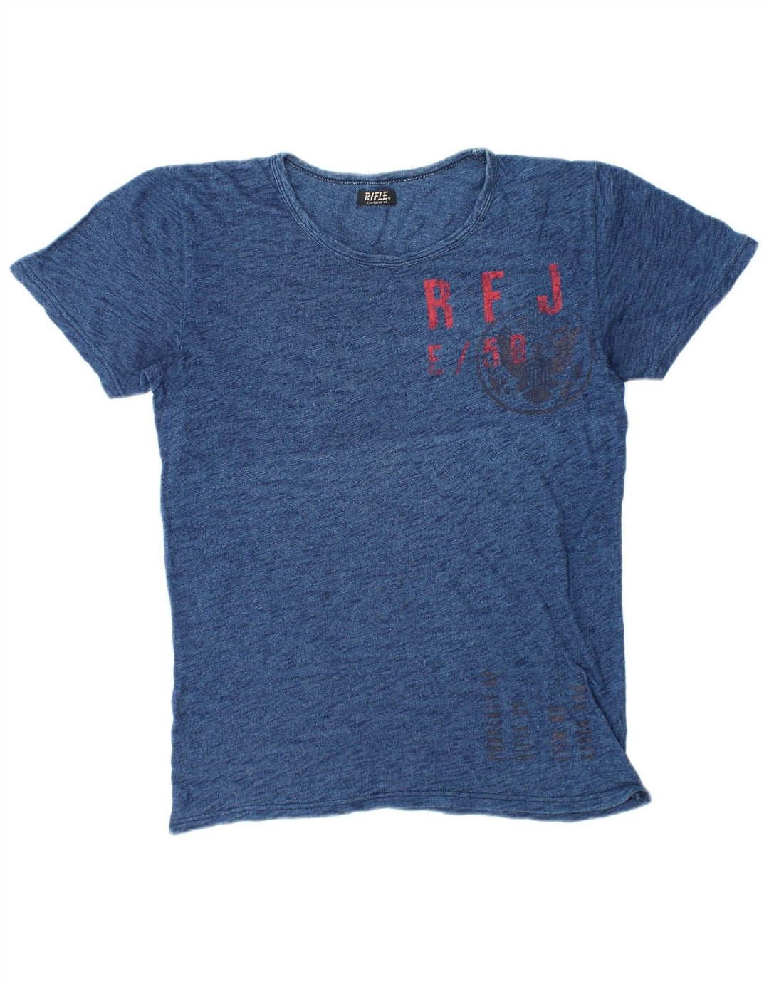 Rifle Mens Graphic T-Shirt Top Medium Navy Blue Flecked