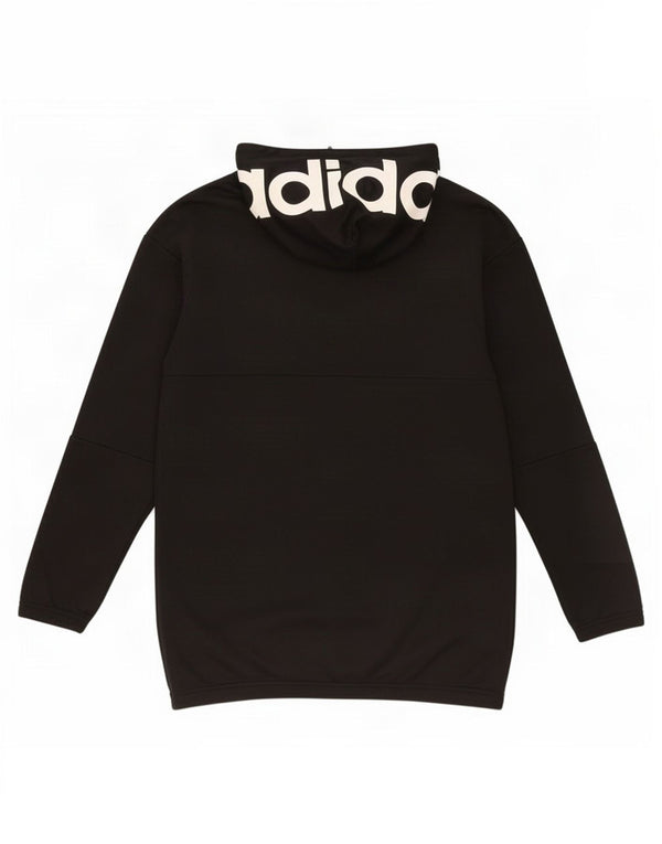 Adidas Womens Oversized Graphic Zip Neck Hoodie Jumper UK 8/10 Small Black
