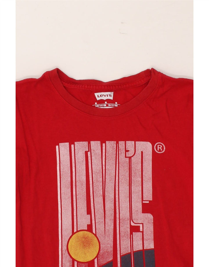LEVI'S Boys Graphic T-Shirt Top 10-11 Years Medium Red Cotton Vintage Levi's and Second-Hand Levi's from Messina Hembry 