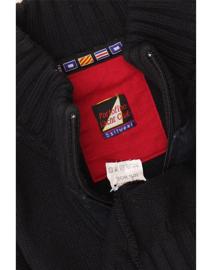 PORTOFINO Womens Cardigan Sweater UK 16 Large Black Wool