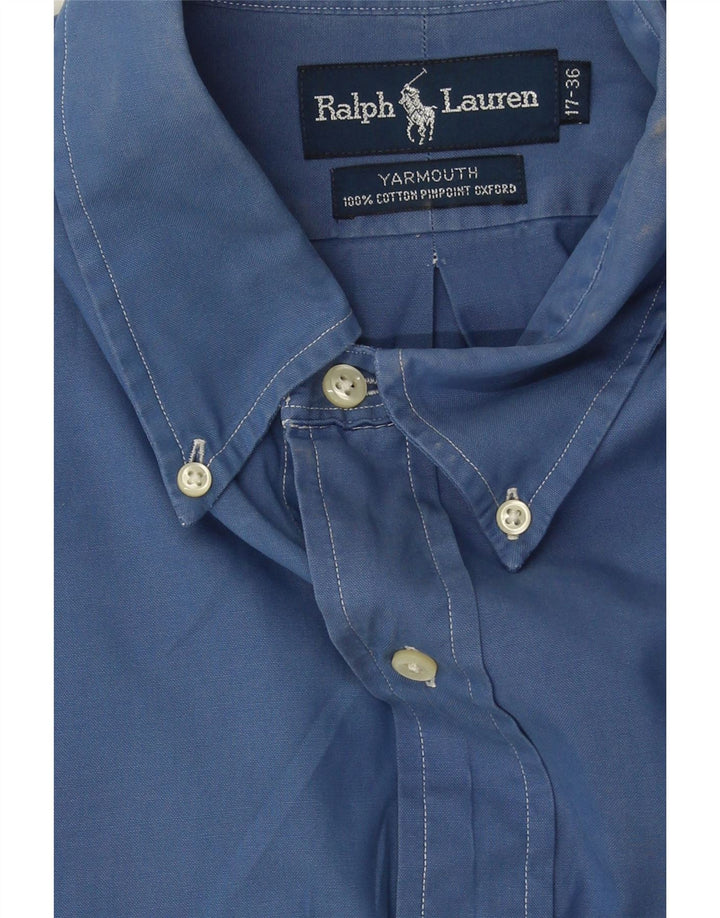 RALPH LAUREN Mens Yarmouth Loose Fit Shirt Size 17 XL Blue Cotton