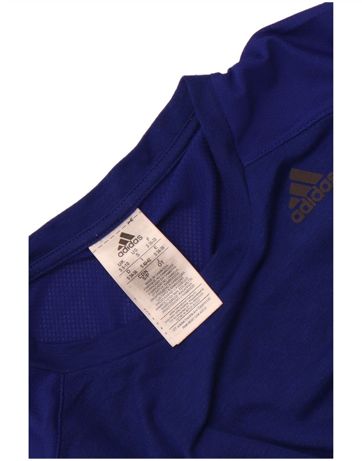 Adidas Womens Crop T-Shirt Top UK 8/10 Small Navy Blue Polyester