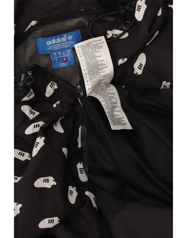 Adidas Mens Graphic Hooded Rain Jacket UK 36 Small Black Polyester