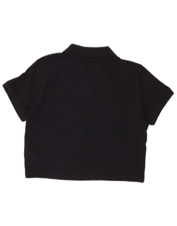 Ellesse Womens Graphic Crop Polo Shirt UK 6 XS Black Cotton