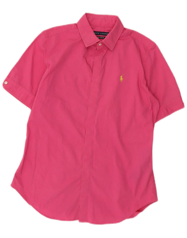 Ralph Lauren Womens Short Sleeve Extra Slim Fit Shirt US 10 Large Pink