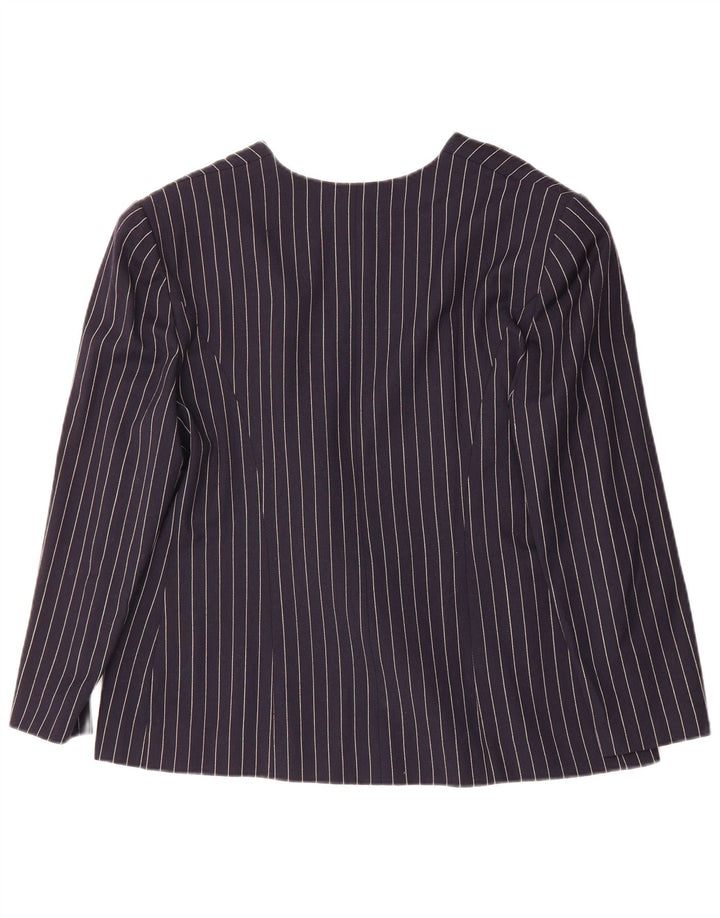 LUISA SPAGNOLI Womens Blazer Jacket IT 48 XL Navy Blue Pinstripe